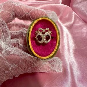 Poppy Angeloff red garnet ring with white sapphires size 7  ✨rare✨